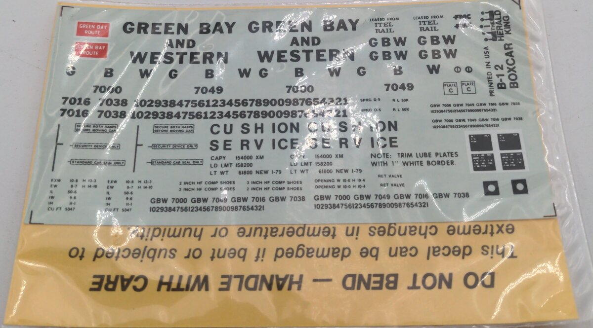 Herald King B-12 Green Bay & Western Decal