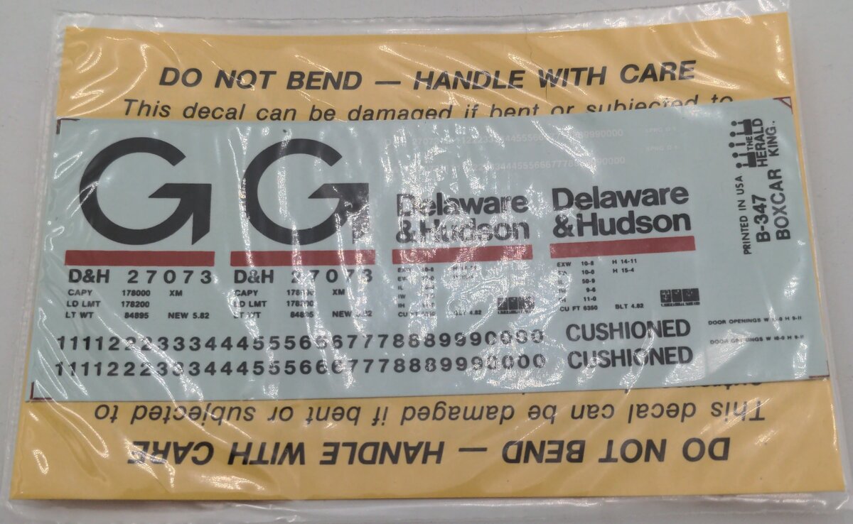 Herald King B-347 Delaware & Hudson Decal (Black Lettering)