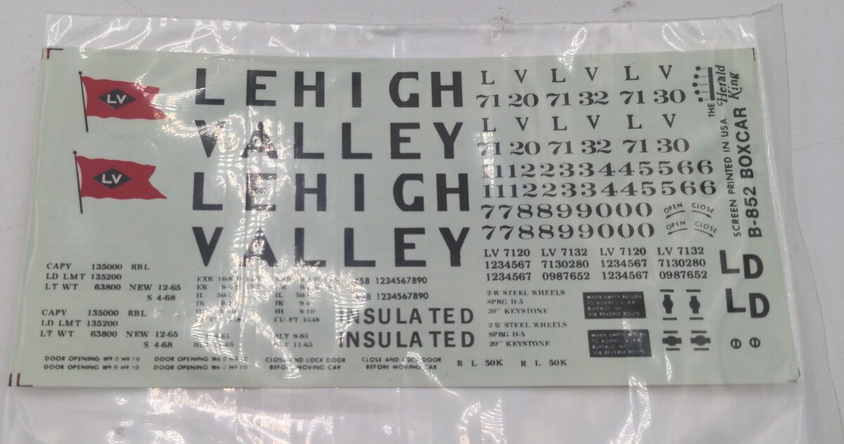 Herald King B-852 Lehigh Valley Decal Black Lettering