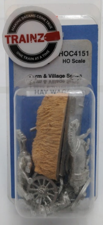 Rustic Rails HOC4151 HO Scale 2-Farmers 1-Wagon W/Team & Figures White Metal