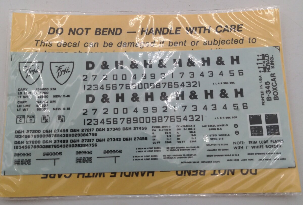 Herald King B-345 D&H  Orange 50' Boxcar Decal