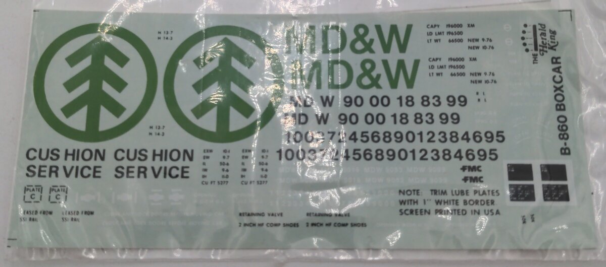 Herald King B-860 MD&W Decal