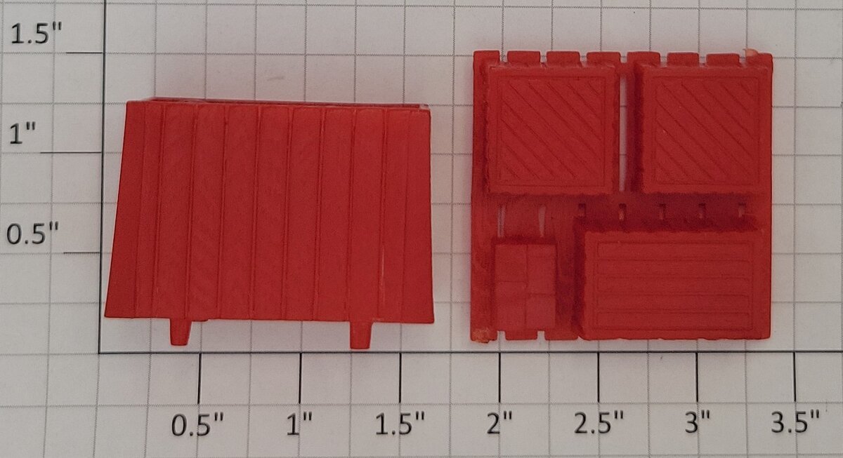 Acme 0310-1 O Gauge Red Pallet with Crates and Red Open Top Crate with Contents