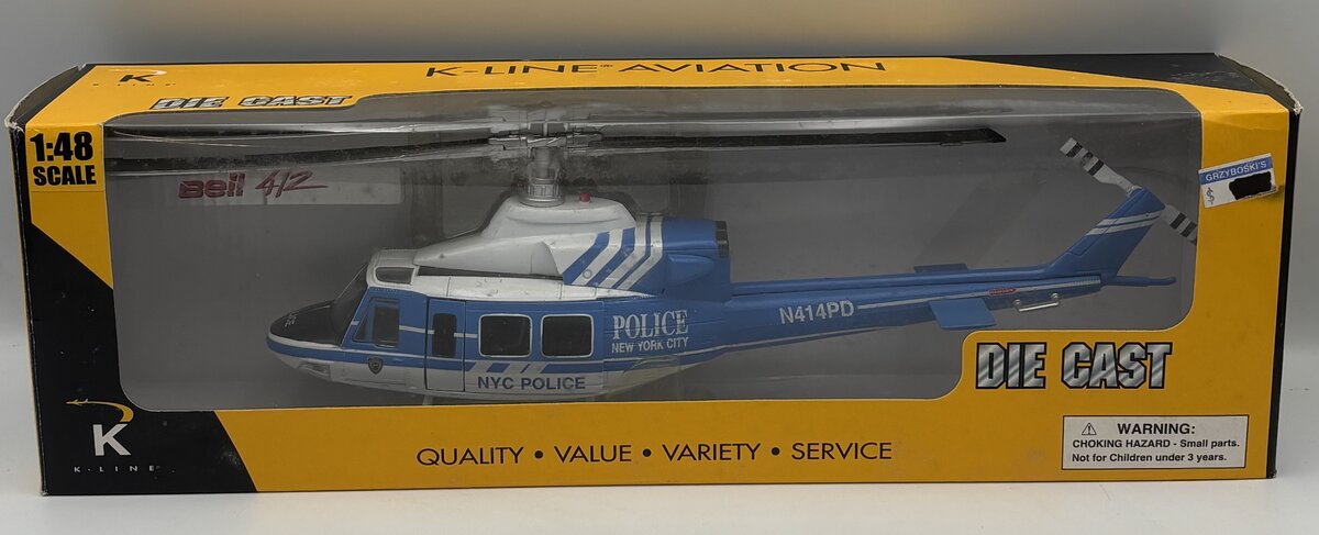 K-Line K-94706 1:48 Scale NYPD Bell 412 Helicopter