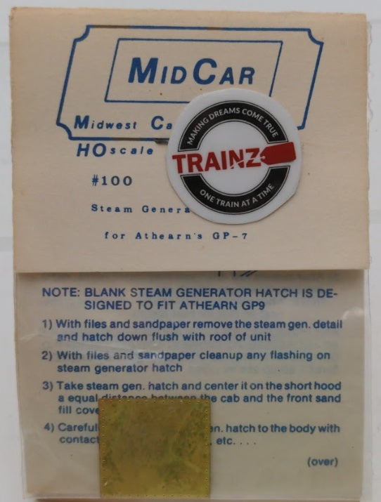 Acme 100 HO Scale By Mid Car Steam Generator Hatch Brass For Athearn's GP-7