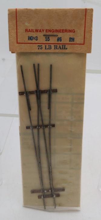 Railway Engineering 55 HOn3 Scale # 6 Code 55 75 LB Rail Left Hand Turnout