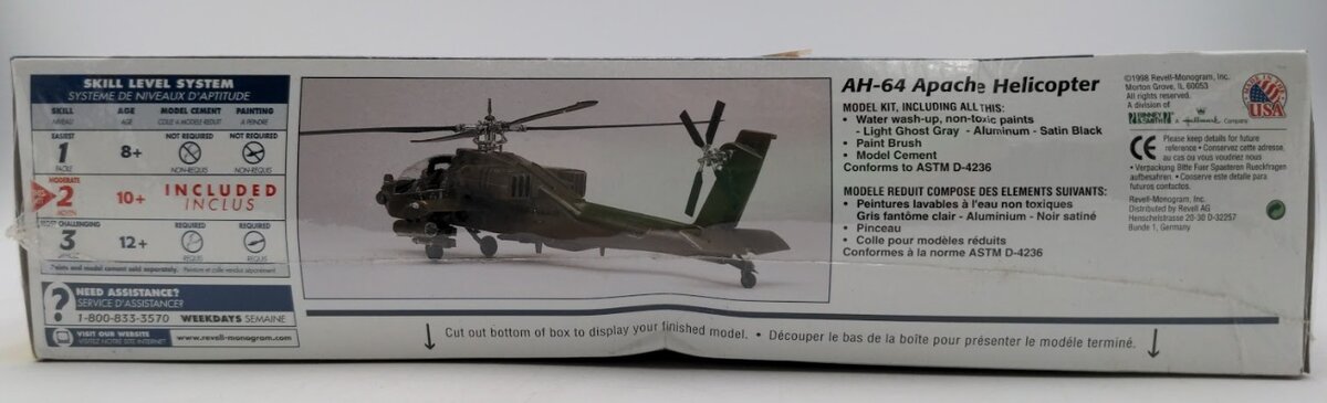 Revell 85-6665 1:48 Scale AH-64 Apache Military Skill Level 2 Deluxe Kit