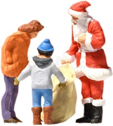 Preiser 99600 HO Santa Claus/Father Christmas w/Man and Boy Figures