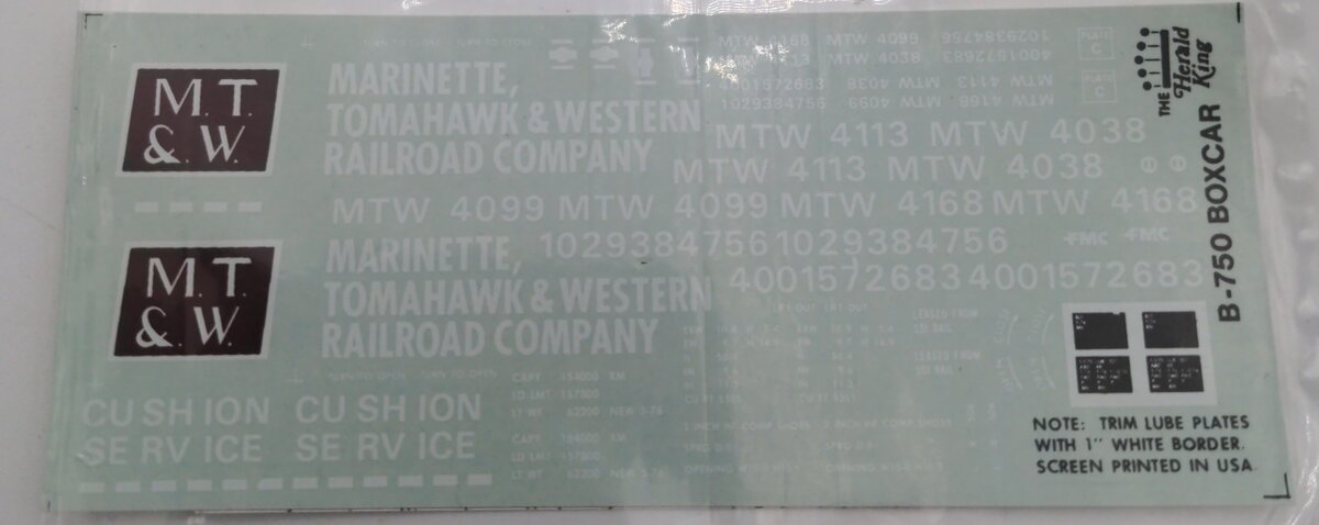 Herald King B-790 Sabine River & Northern Sabine River Decal