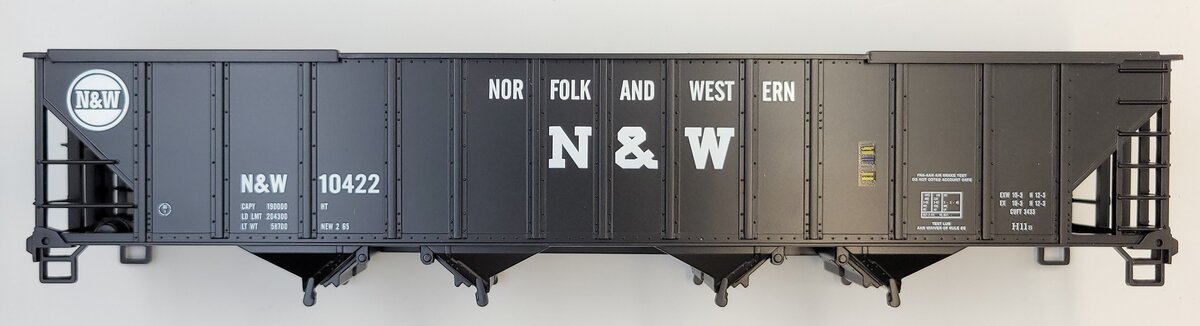 MTH 20-97061-6 Premier Norfolk & Western 4-Bay Hopper Body Shell #10422