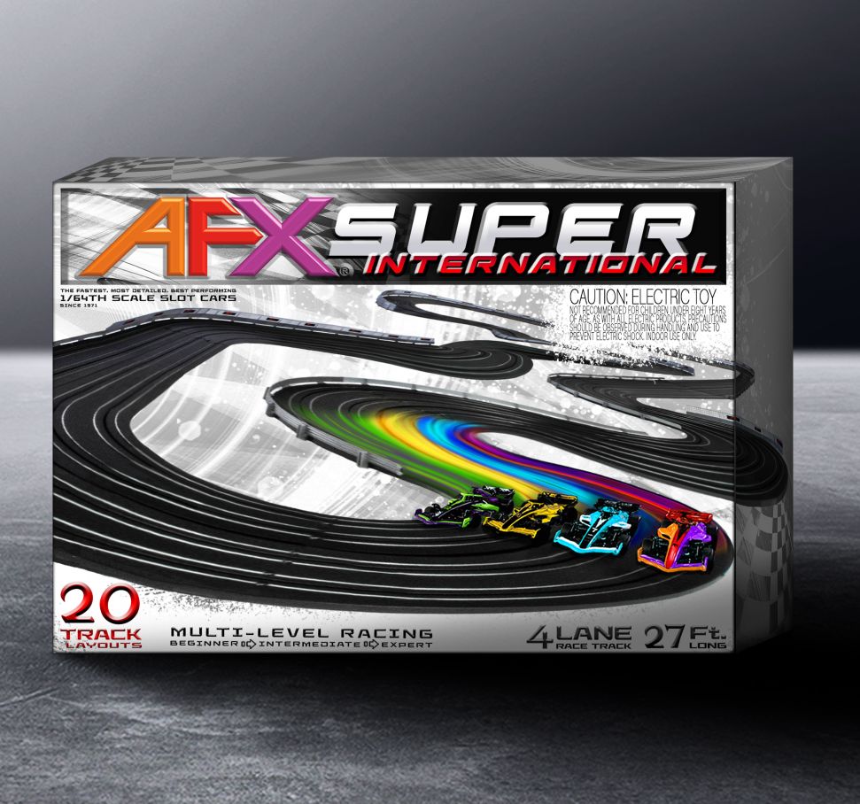 AFX 22157 HO Super International Raceway Slot Car Track Set w/Formula Cars