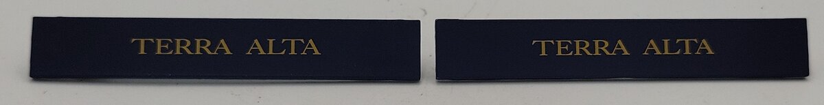Aristo-Craft ART-32000-11 Blue w/ Gold Letters TERRA ALTA Nameplate (Pair of 2)