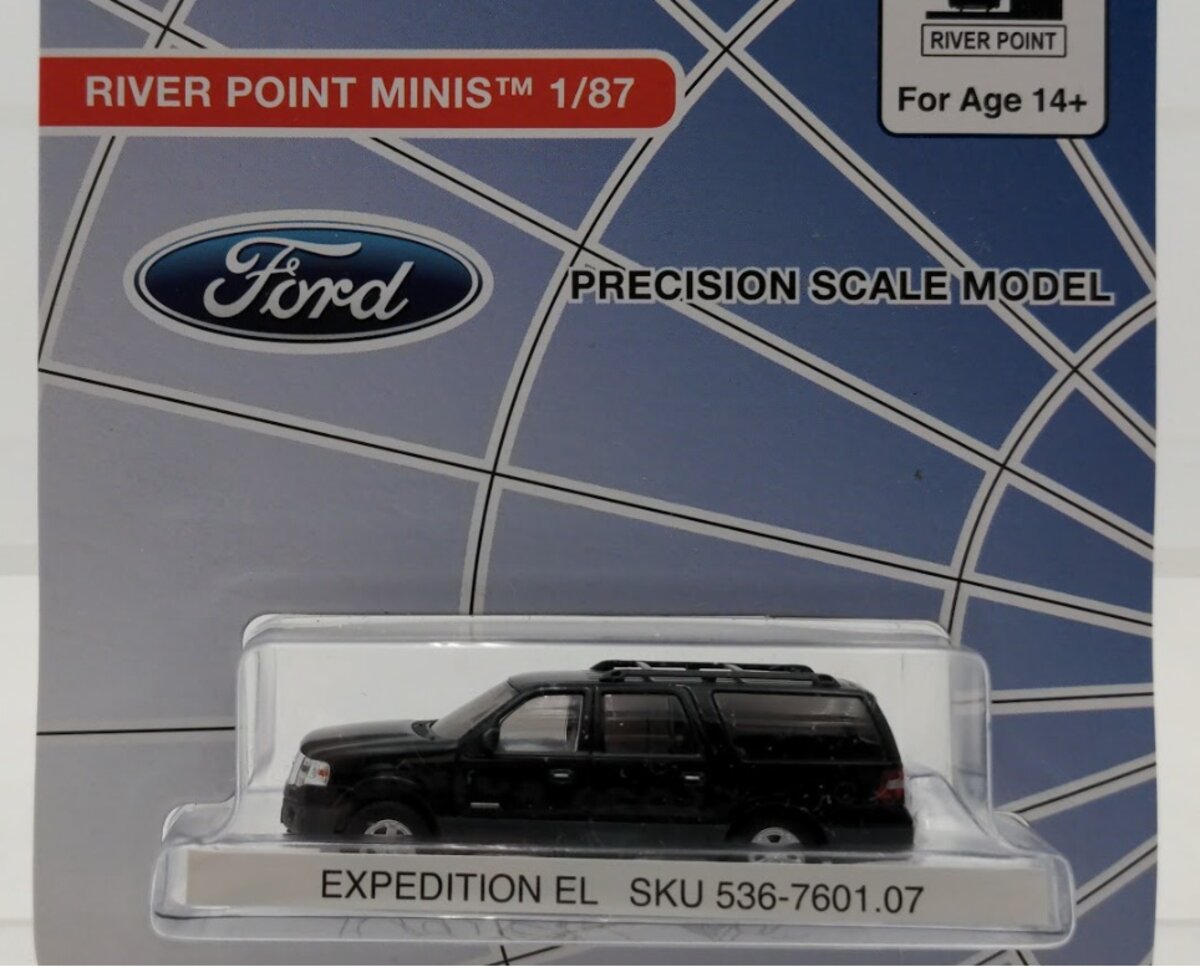 River Point Station 536-7601.07 1:87 Minis Black Ford Expedition EL SUV Vehicle