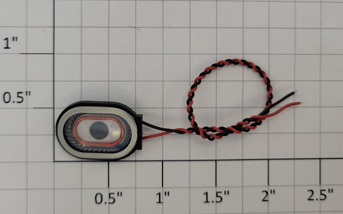 Digi-key 102-3543-ND Oval 4 Ohm 1 W Top Port 92 Db Speaker, 20mm L x 13mm W