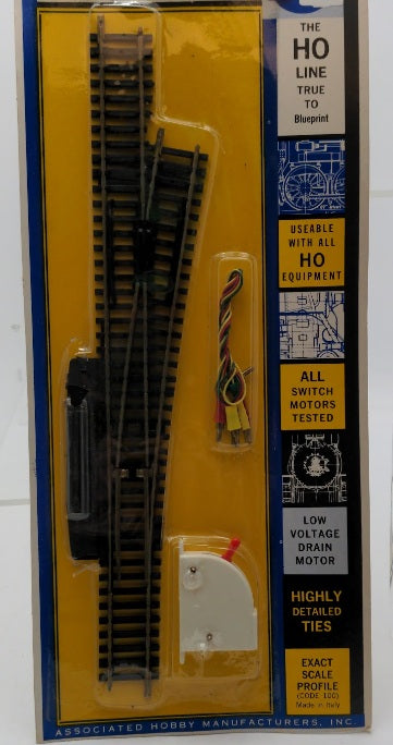 AHM 2509 2509 HO Scale # 6 Right Hand RC Switch 598 Brass W/Controller and Wire
