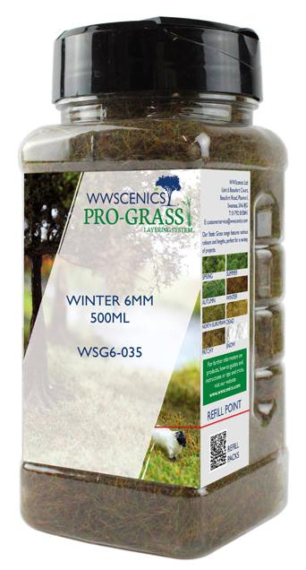 WWScenics WSG6-035 6mm Winter Static Grass 500ml Bottle