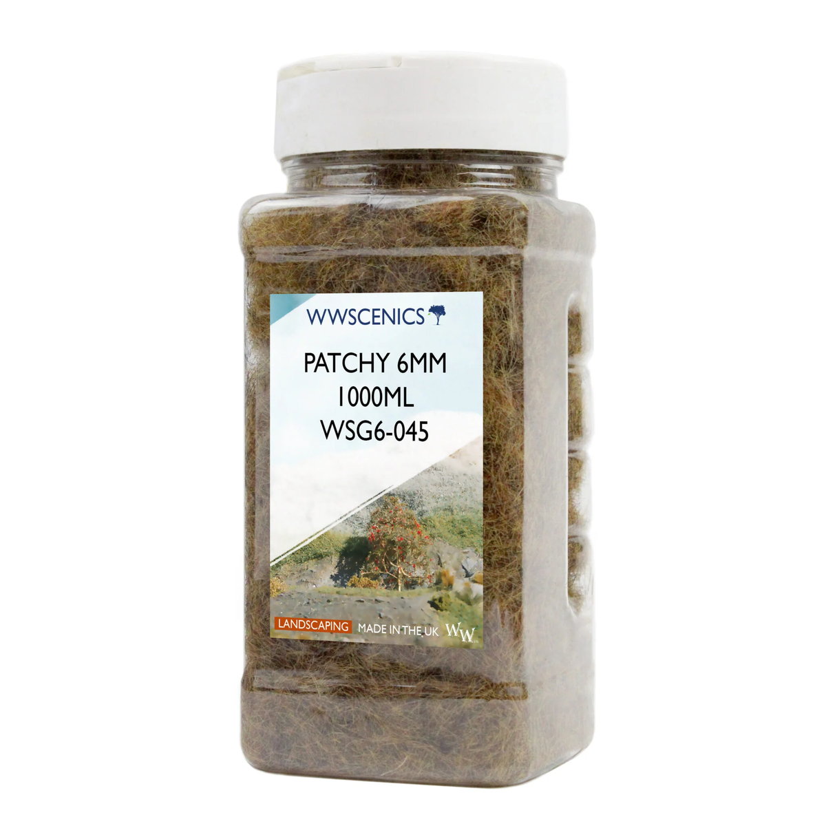 WWScenics WSG6-045 6mm Patchy Static Grass 1000ml Bottle
