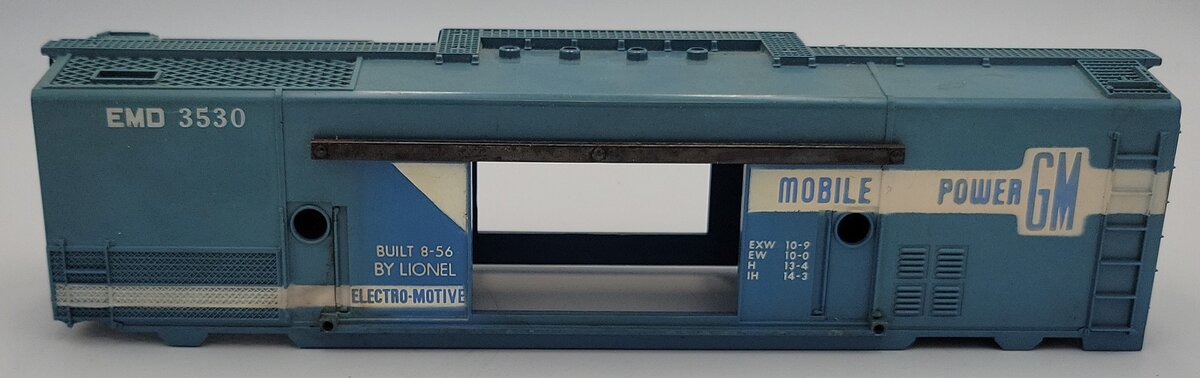 Lionel 3530-12 O Gauge EMD Mobile Power GM Shell w/o Door Guides and Doors #3530