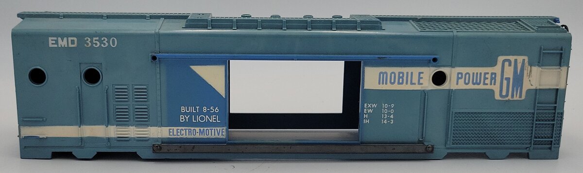 Lionel 3530-12 O Gauge EMD Mobile Power GM Shell w/o Door Guides and Doors #3530