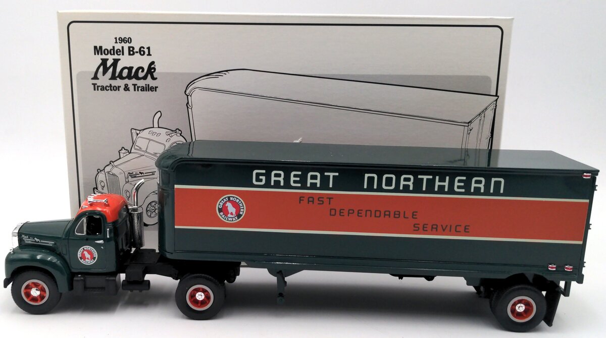 First Gear 19-1318 1:34 1960 Model B-61 Mack Tractor & Trailer Great Northern