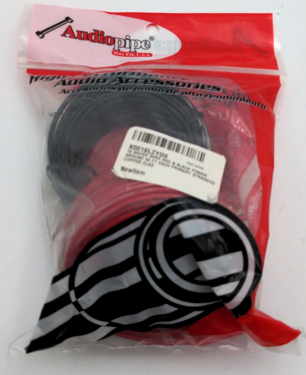 Autopipe 16-50 Red & Black 16 Gauge Power Ground 50 FT Copper Clad Wire Bundles