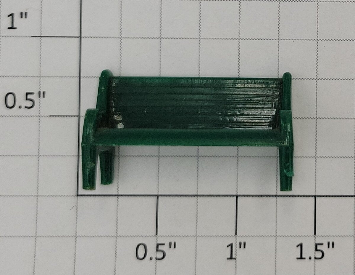 Plasticville PV-70G O Gauge Dark Green Plastic Bench Figure
