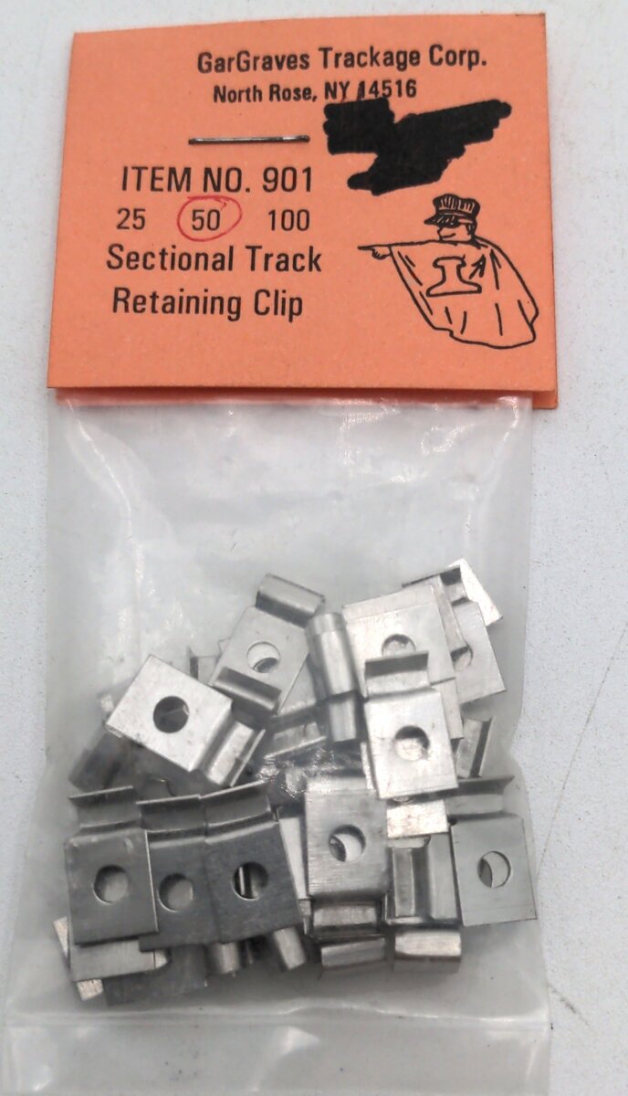 Gargraves 901 O Scale Sectional Track Retaining Clip (Pack Of 50)