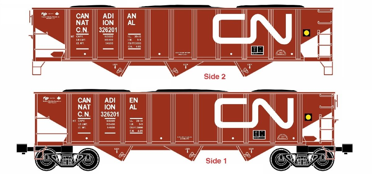 RMT 66288 O Canadian National 70 ton 3 Bay Coal Hopper with Load