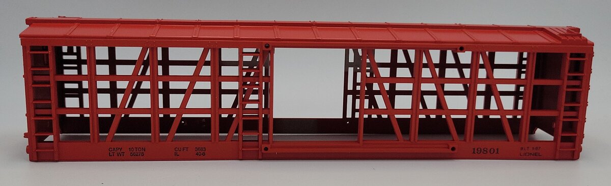 Lionel 19801-2 Red O Gauge Poultry Dispatch Car Shell without Side Doors