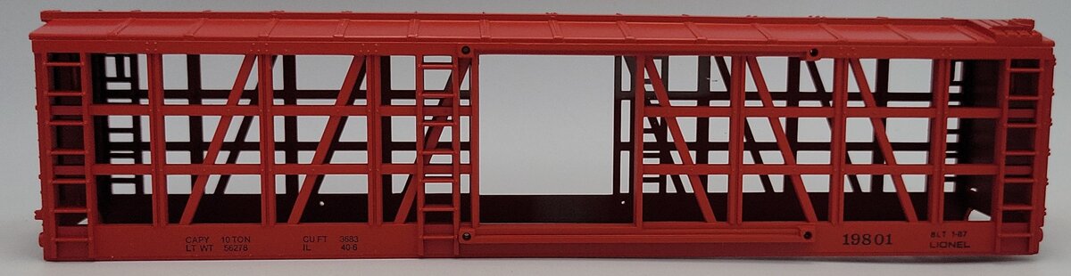 Lionel 19801-2 Red O Gauge Poultry Dispatch Car Shell without Side Doors