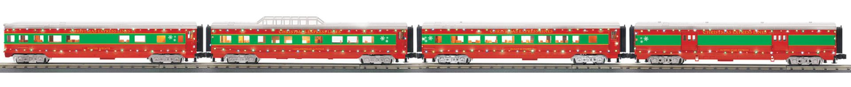 MTH 30-68306 O Christmas 60’ Streamlined Passenger Set w/LED Lights (Set of 4)