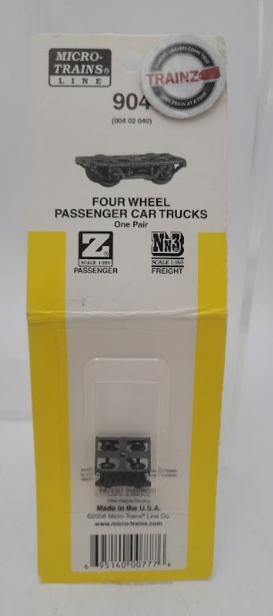 Micro-Trains 904 Nn3 / Z Scale Four Wheel Passenger Car Trucks One Pair