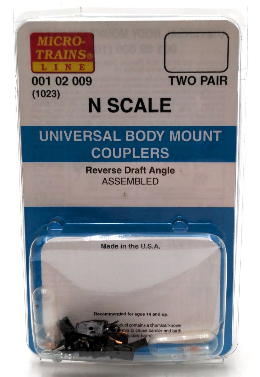 Micro-Trains 1023 N Scale Two Pair Assembled & Ready To Use Magne-Matic Couplers
