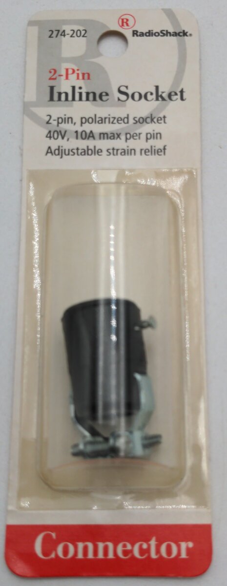 Radio Shack 274-202 2 Pin Inline Socket Polarized 40v, 10A Max Per Pin