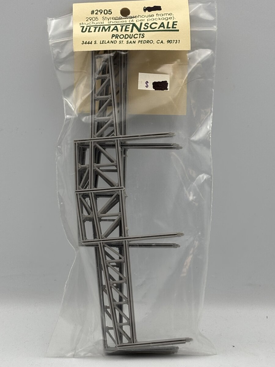 Ultimate N Scale 2905 N Styrene Warehouse Frame, Structural Shapes (Pack of 4)