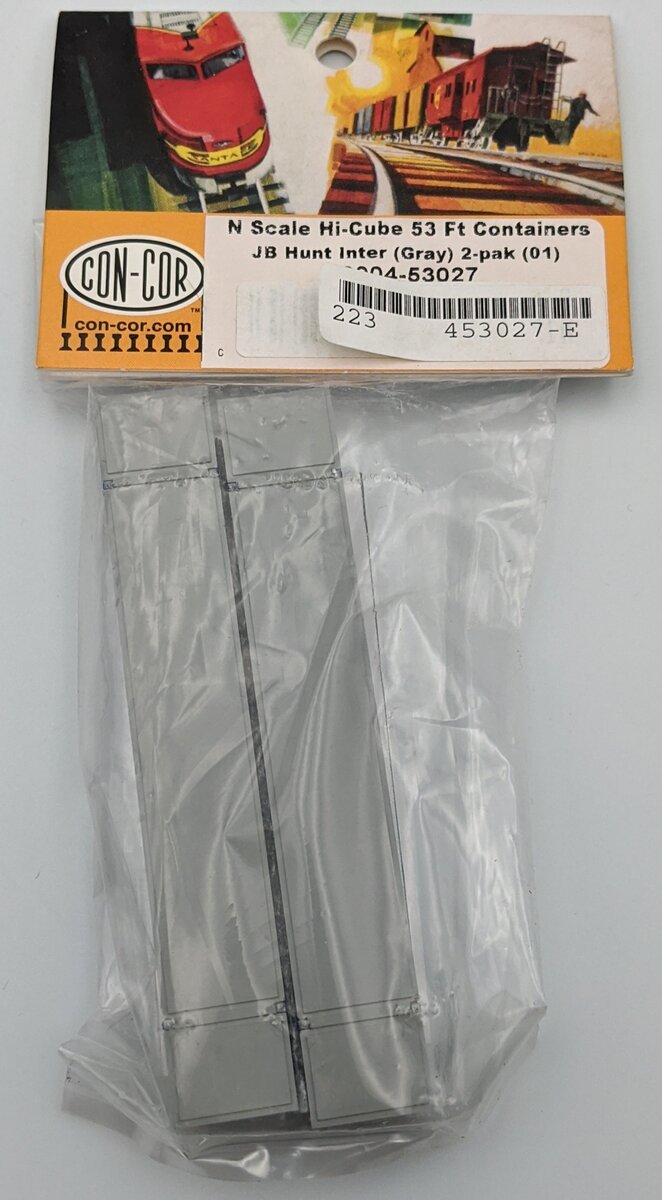 Con-Cor 0004-053027 N Hi-Cube 53 Ft Containers JB Hunt Intl Gray (2 Pack)