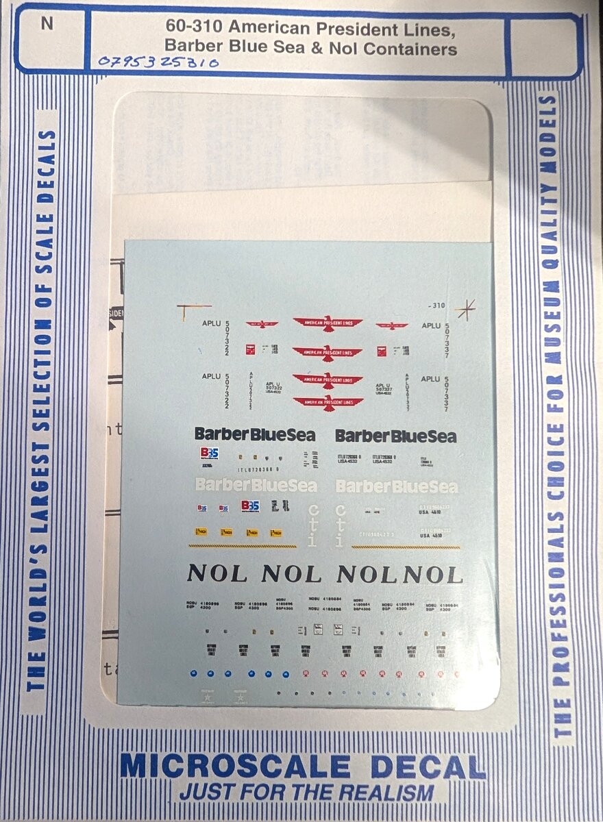Microscale 60-310 N American President Lines, Barber Blue Sea, Nol Containers