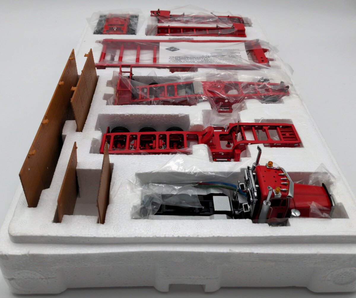 Sword Models SW2033-R 1:50 Red Peterbilt 379 Tractor w/Nelson 3x3x3 Beam Trailer