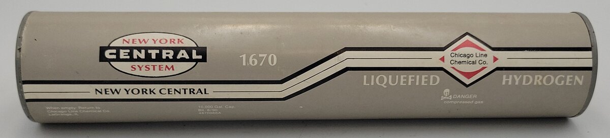 Lionel 16348-101 O Gauge NYC Chicago Chemical Co. Liquified Hydrogen Tube #1670