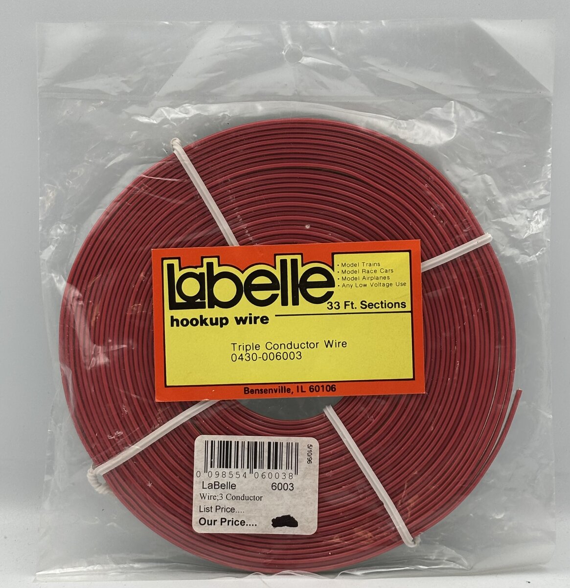 LaBelle 0430-006003 Triple Conductor Hookup Wire 33ft