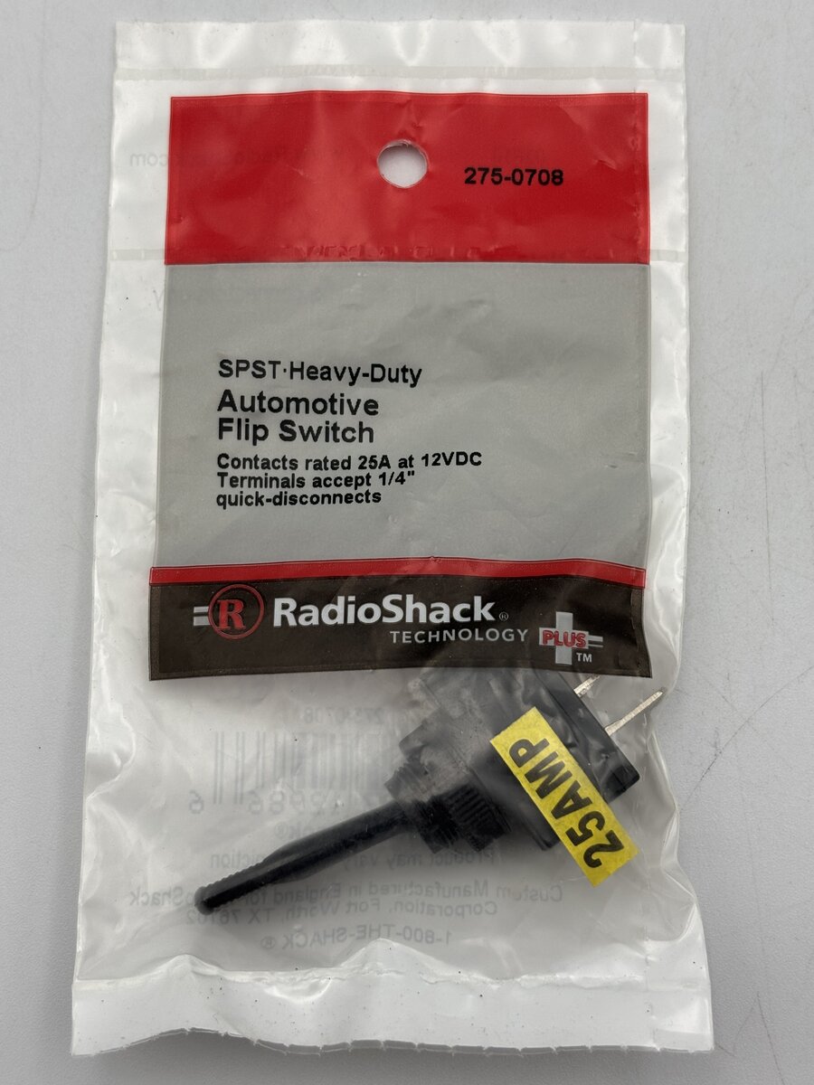 Radio Shack 275-0708 SPST Heavy Duty Automotive Flip Switch 25A At 12VDC