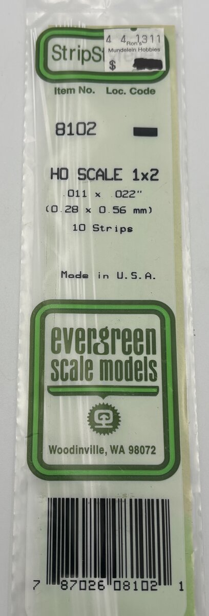 Evergreen Scale Models 8102 HO .011