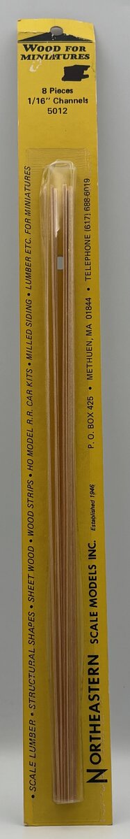 Northeastern Scale Models 5012 Wood Strips for Milled Siding 1/16" (Box of 8)