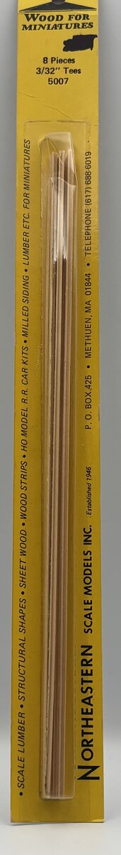 Northeastern Scale Models 5007 Wood Strips for Milled Siding 3/32 Tees Pack of 8