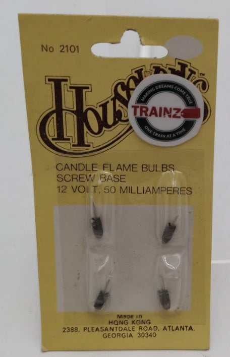 Houseworks 2101 Dollhouse Candle Flame Bulbs Screw Base 12 Volt (Pack of 4)