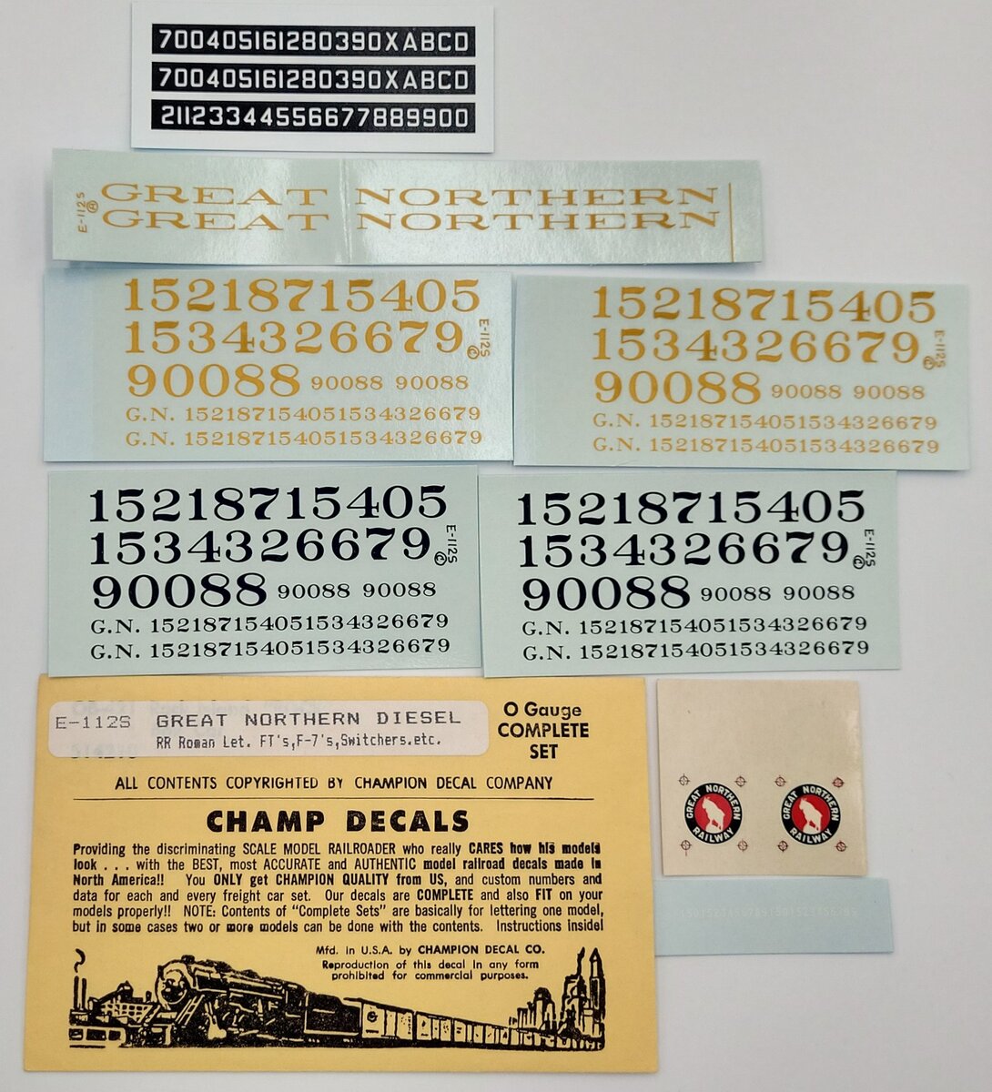 Champ Decals E-112S Great Northern Diesel Decal Set