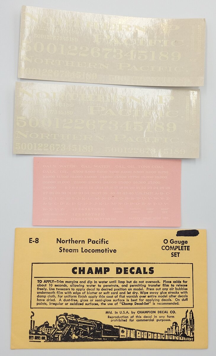 Champ Decals E-8 Northern Pacific Steam Locomotive Decal Set