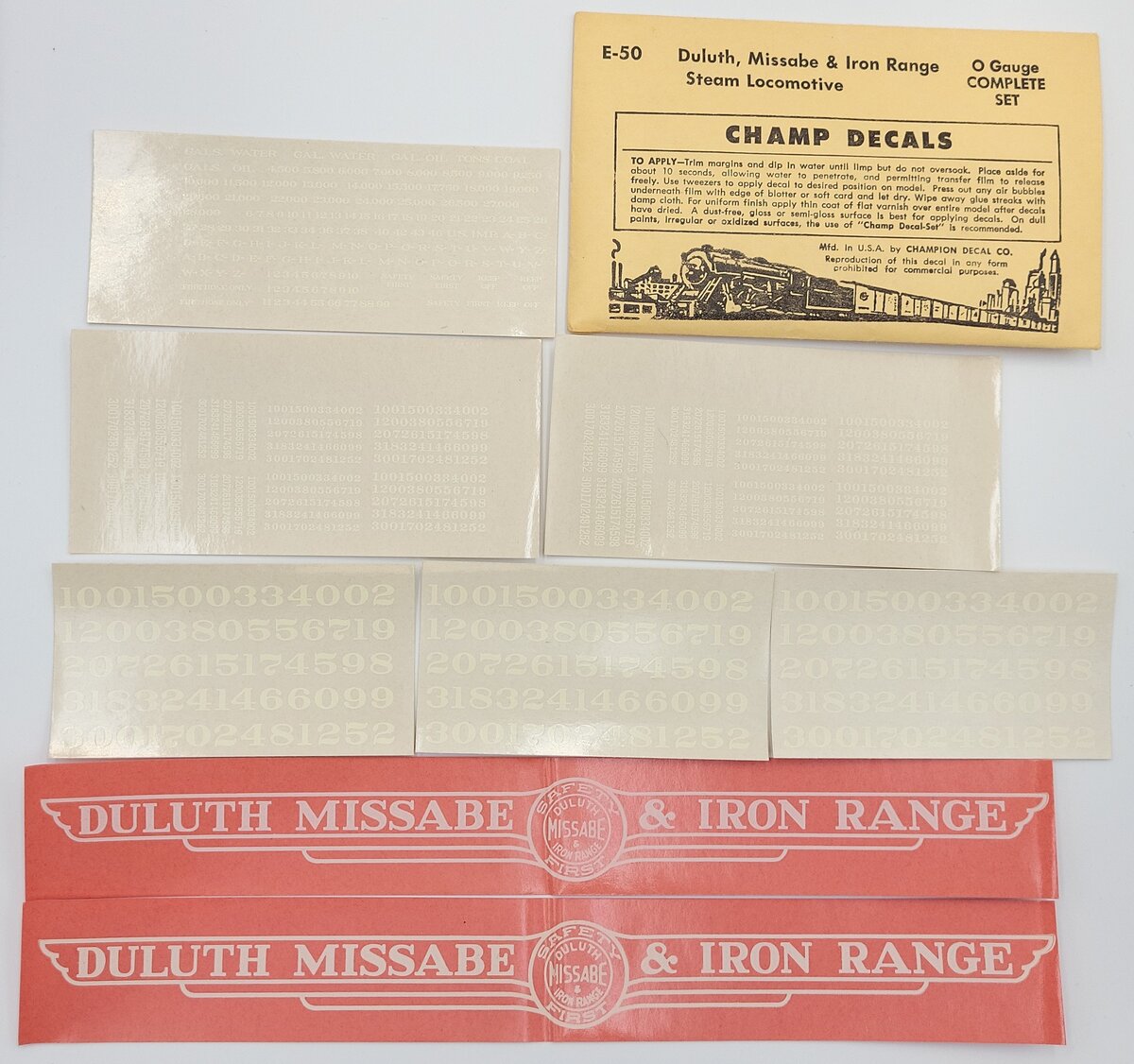 Champ Decals E-50 Duluth Missabe & Iron Range Steam Locomotive Decal Set