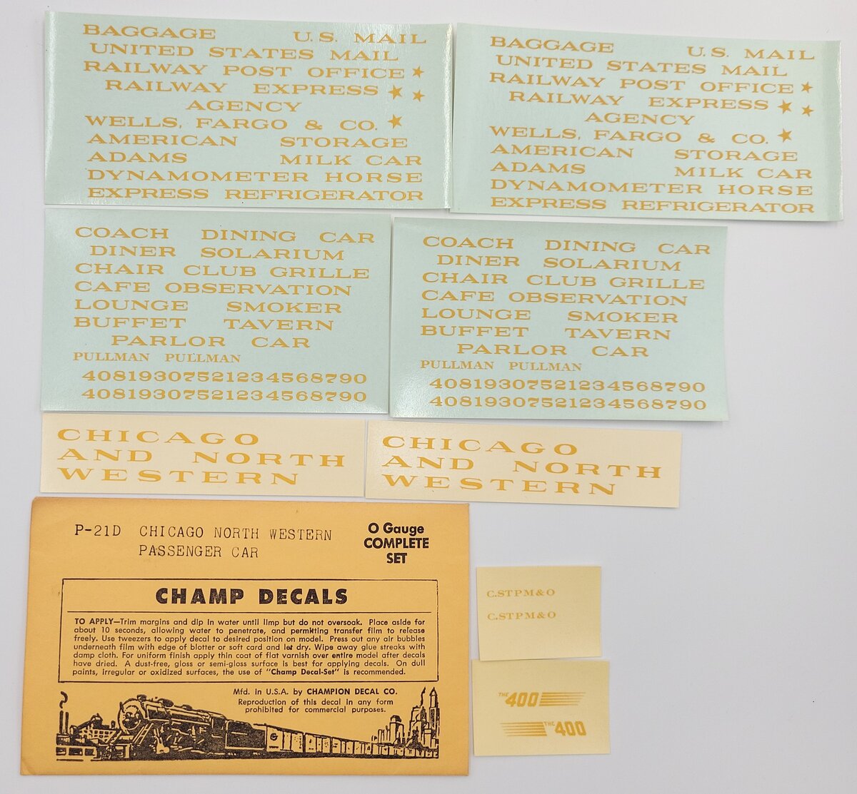Champ Decals P-21D Chicago North Western Passenger Car Decal Set