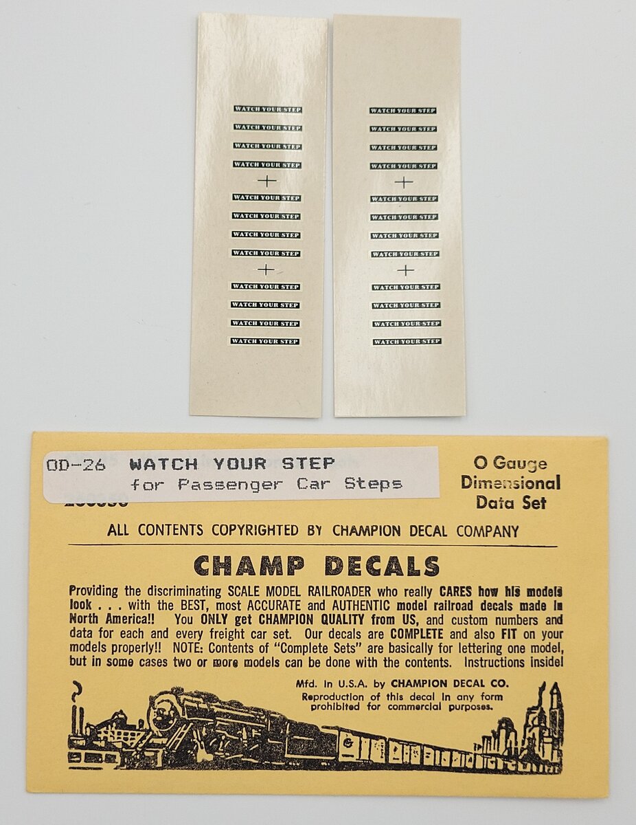 Champ Decals OD-26 Watch Your Step Decal Set